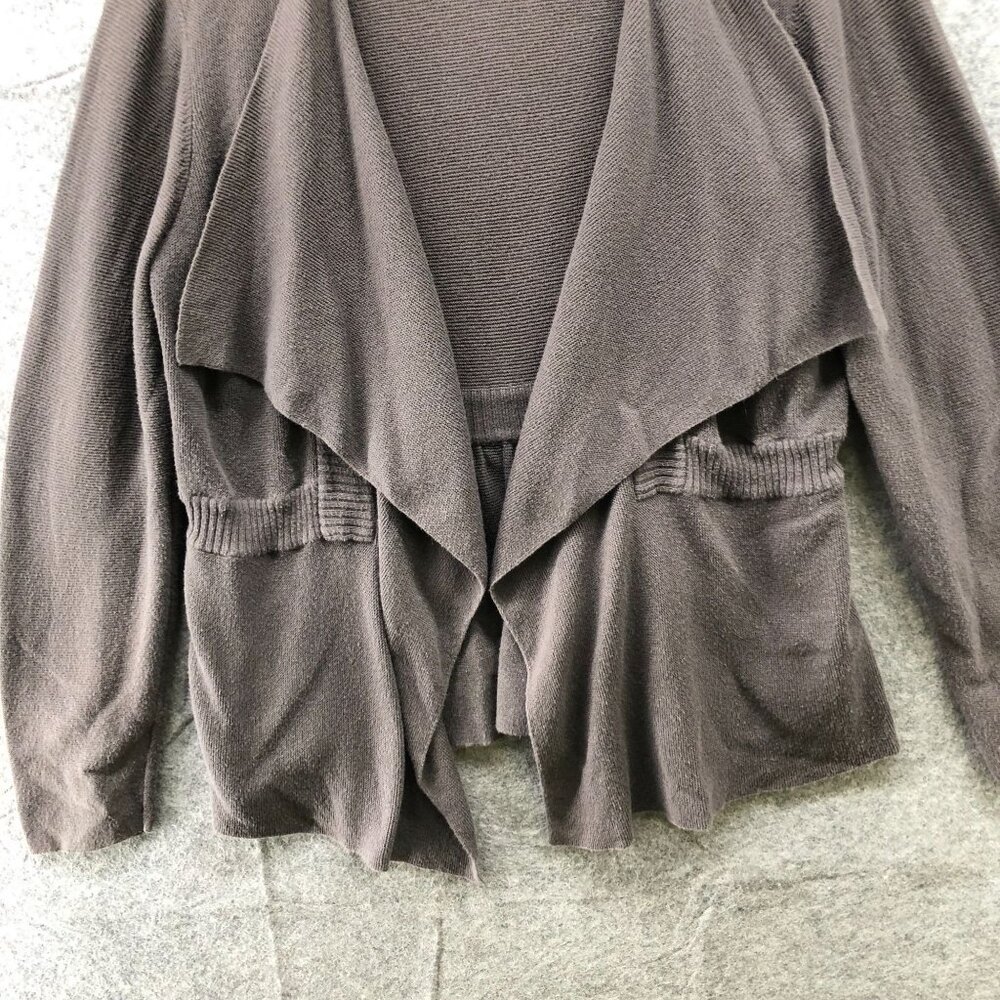 Eileen Fisher Organic Cotton Cardigan Womens M Brown Open Front Lightweight - Picture 4 of 8